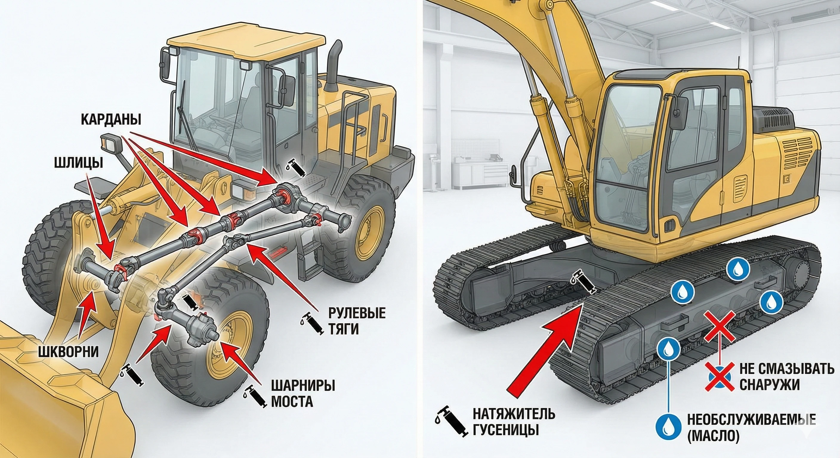 Точки смазки спецтехники